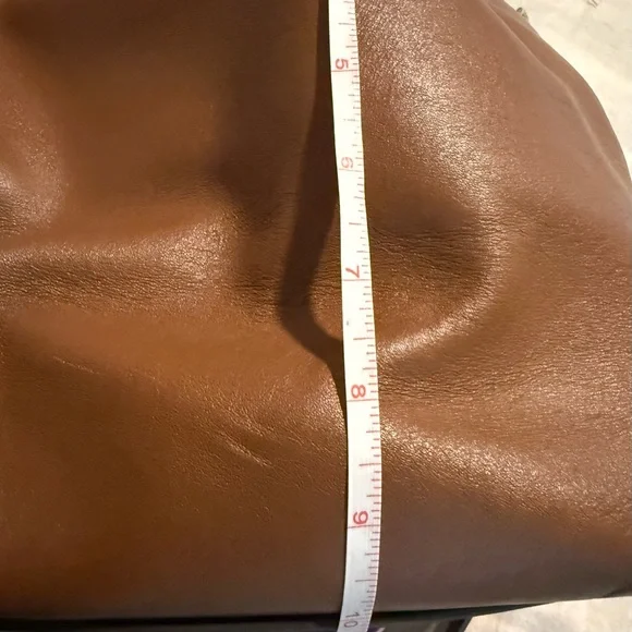 Dooney & Bourke Pebble Grain Satchel Bag in Smooth Brown Leather, Gold Accents - Picture 12 of 13